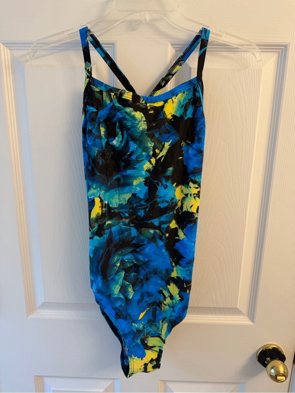 Arena Competition Training Blue & Yellow Floral One-Piece Swimsuit - Size 36